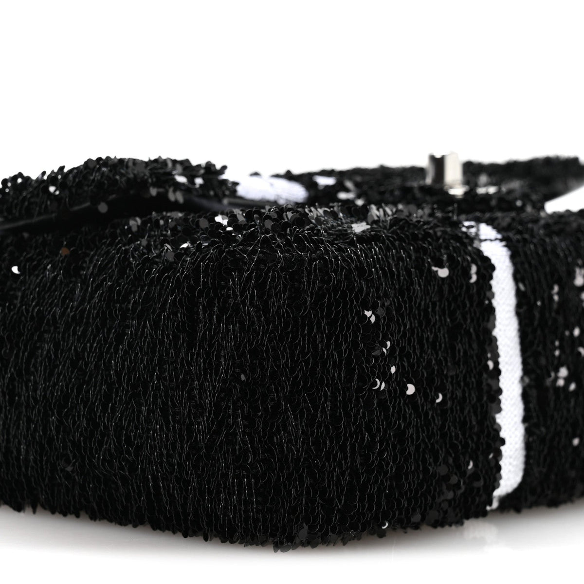 Sequin Ribbon Small Rectangular Flap Black White
