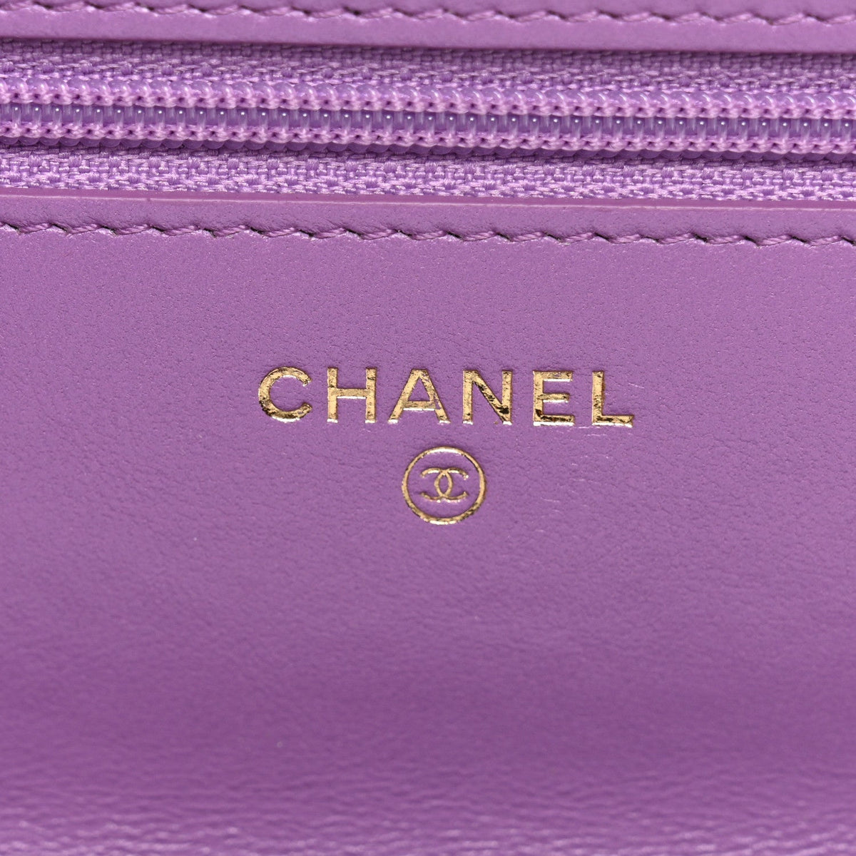 Lambskin Quilted Pick Me Up Wallet On Chain WOC Purple