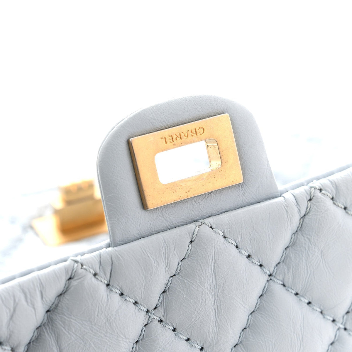Aged Calfskin Quilted 2.55 Reissue Chain Waist Bag Light Blue