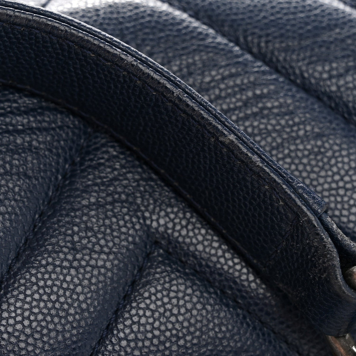 Caviar Chevron Quilted Medium Boy Flap Navy