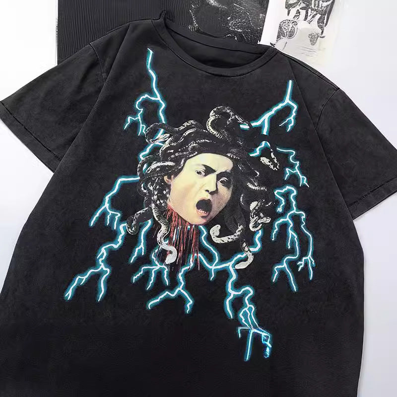 SAINT MICHAEL  + TEFLON DISCO Distressed Printed Cotton-Jersey T-Shirt
