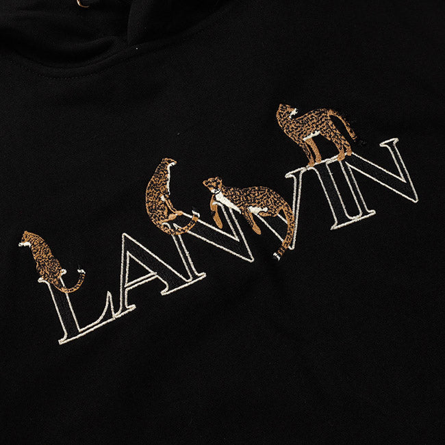 Lanvin Logo Embroidered Cotton Hooded Sweatshirt