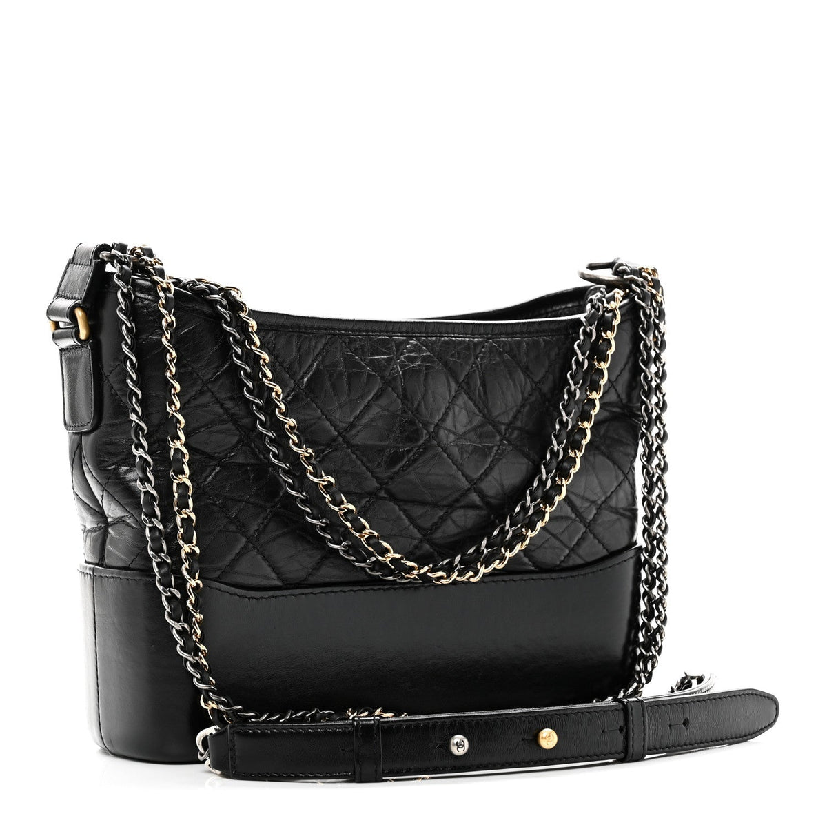 Aged Calfskin Quilted New Medium Gabrielle Hobo Black