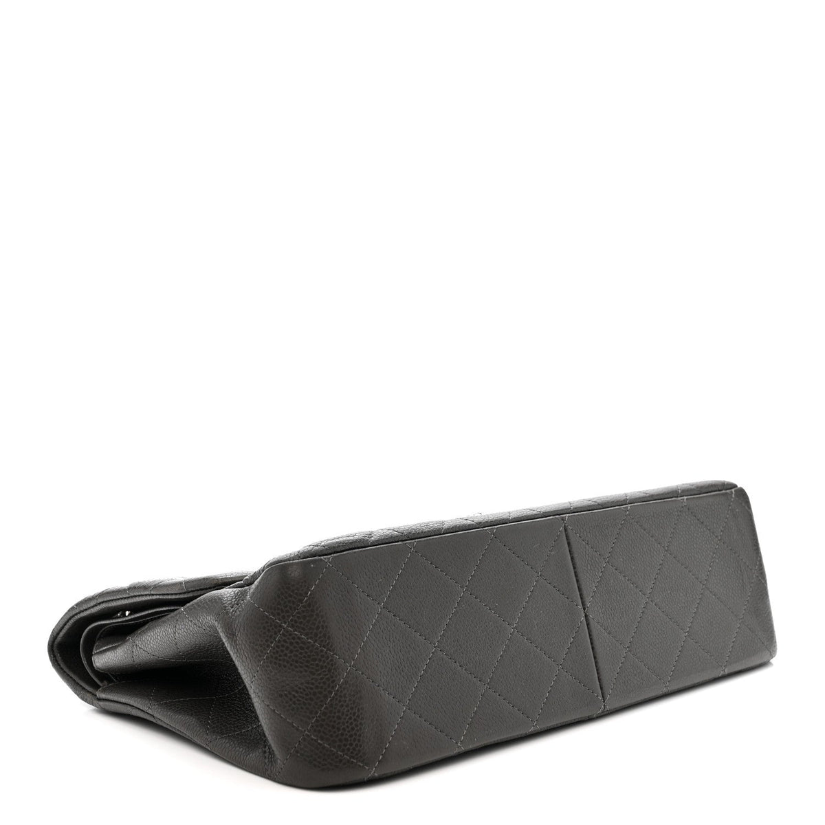 Caviar Quilted Jumbo Double Flap Grey