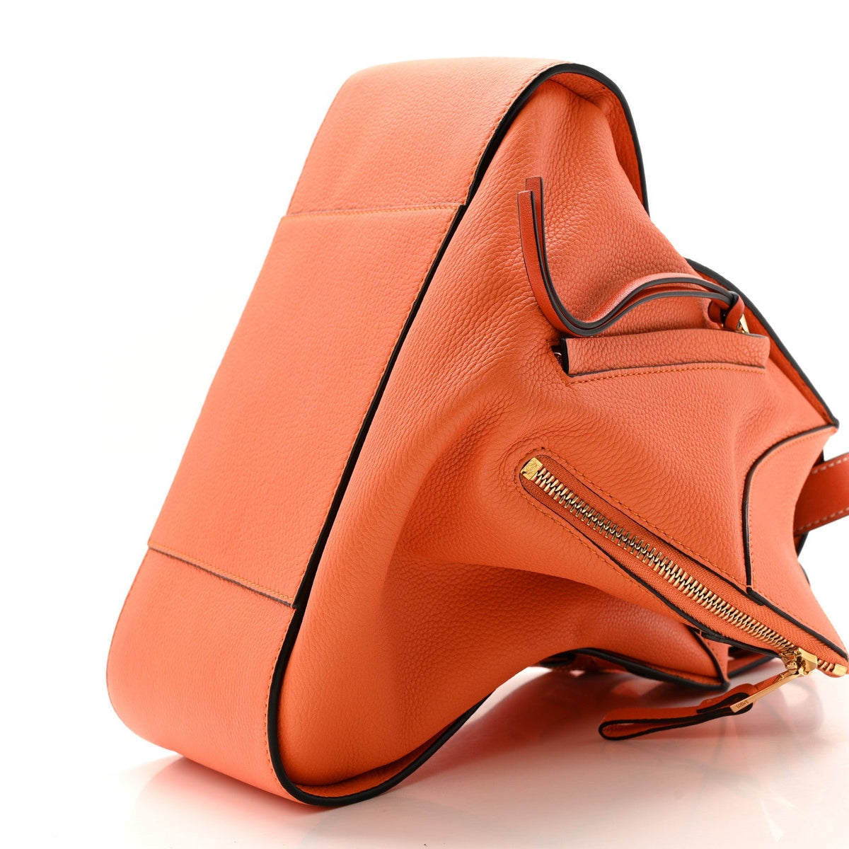 Grained Calfskin Small Hammock Shoulder Bag Apricot Orange