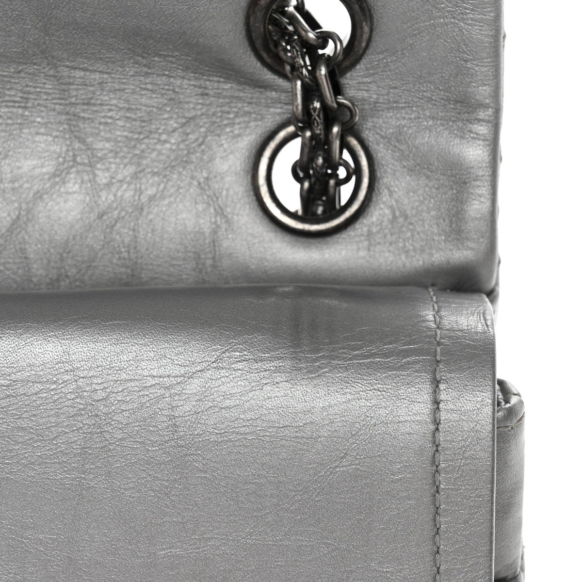 Metallic Aged Calfskin Quilted 2.55 Reissue 226 Flap Silver
