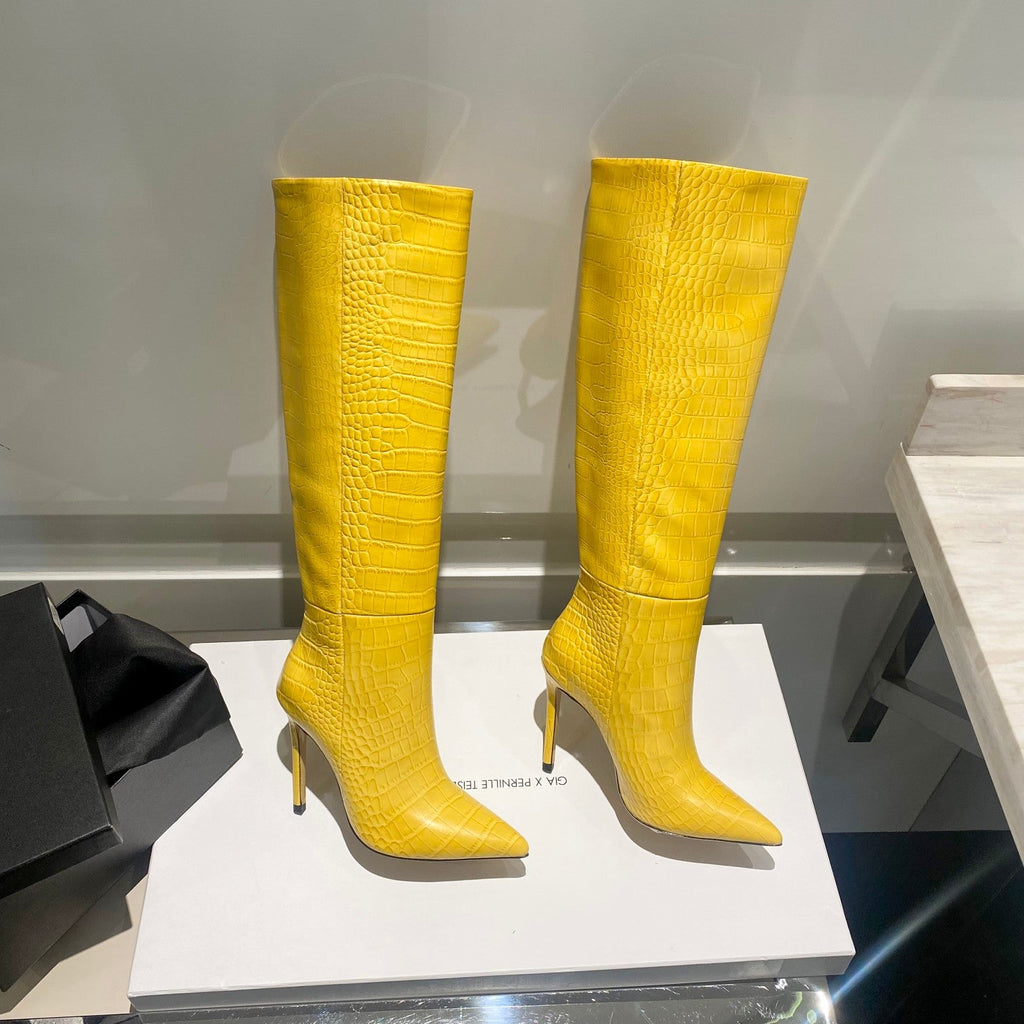 Paris Texas Crocodile Embossed Knee-High Boots – 2022 FW