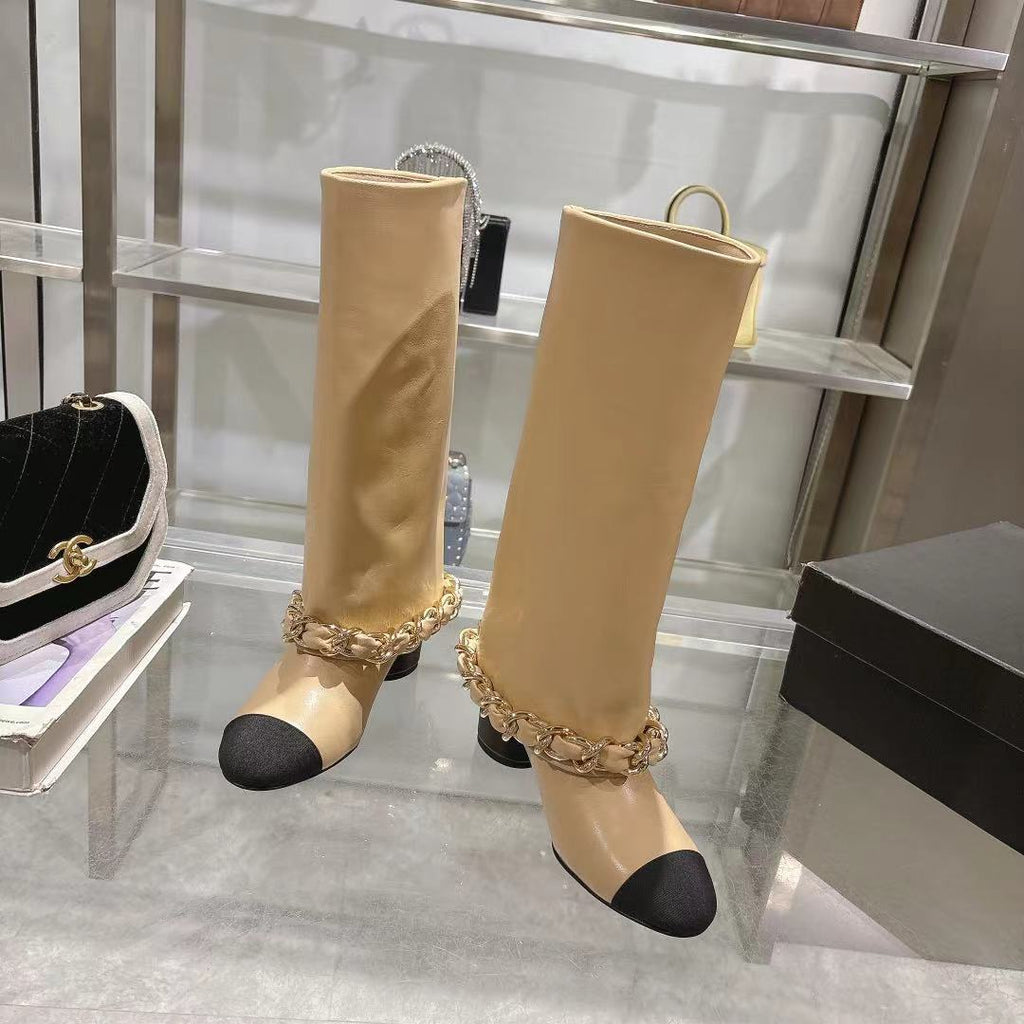 Chanel 25B Runway Chain Knee-High Boots – Autumn/Winter Collection
