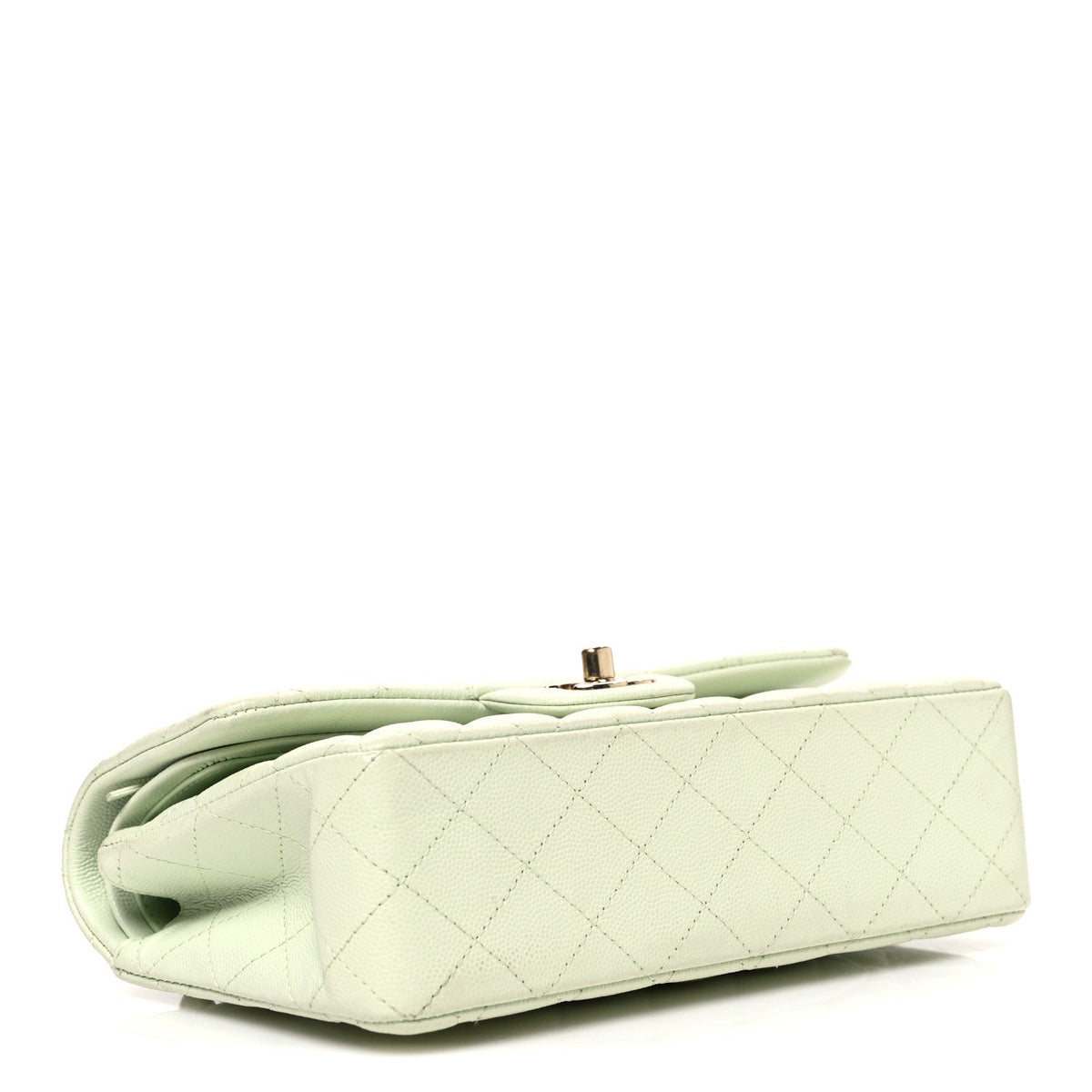 Caviar Quilted Small Double Flap Light Green