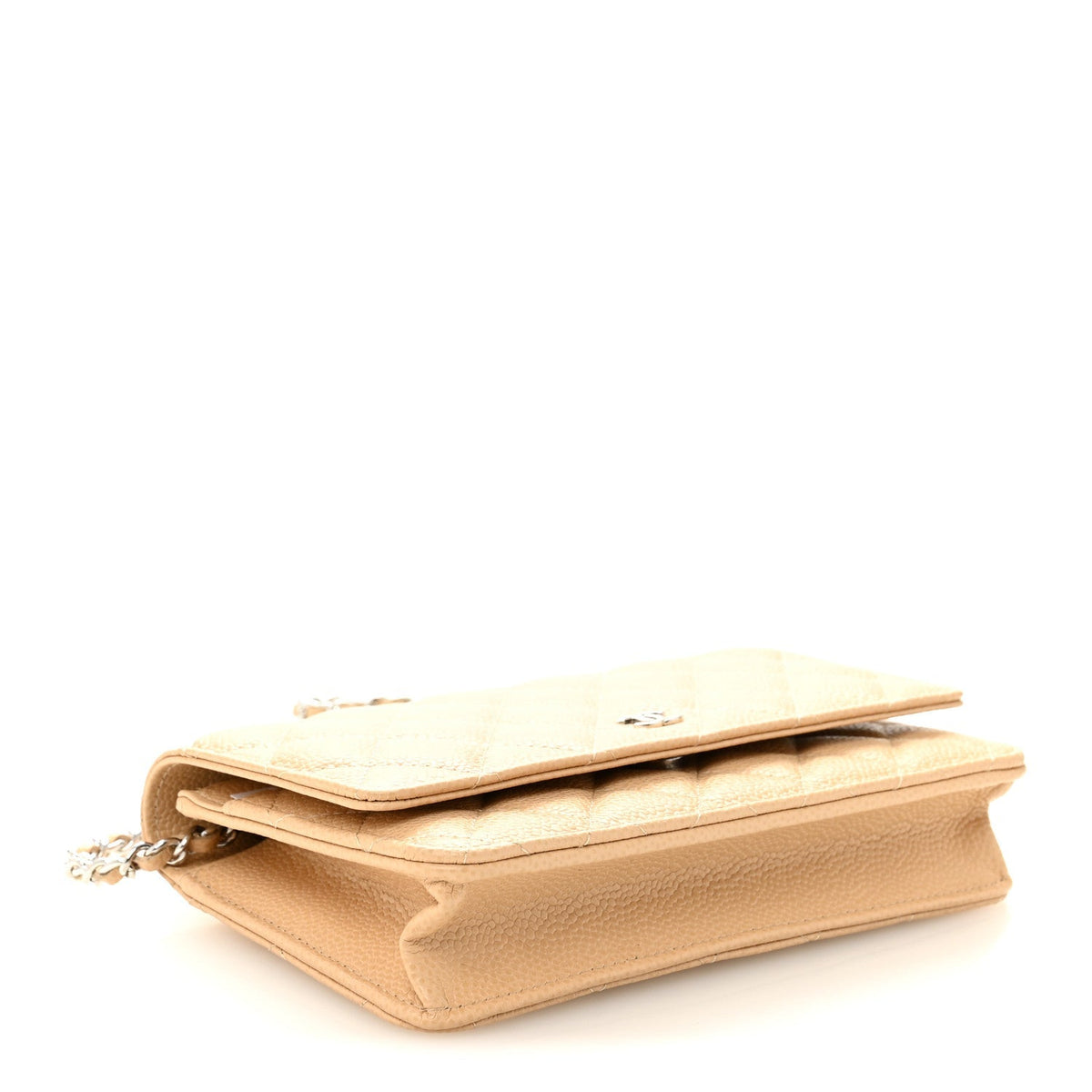 Caviar Quilted Wallet on Chain WOC Beige