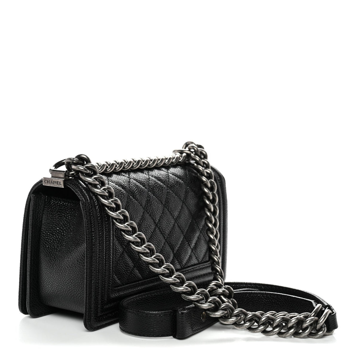 Caviar Quilted Small Boy Flap Black