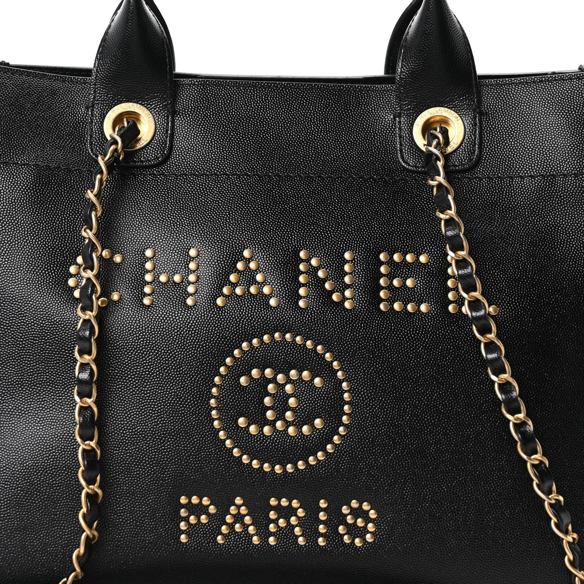 Caviar Small Studded Deauville Tote Black