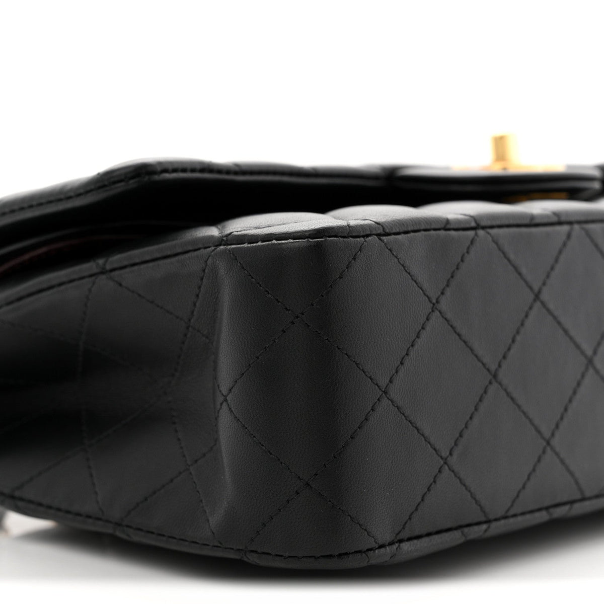 Lambskin Quilted Medium Double Flap Black