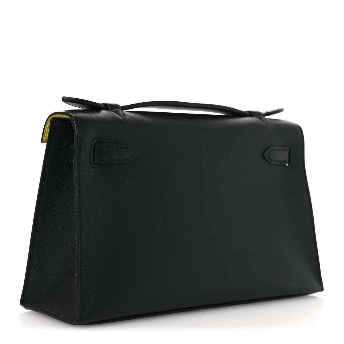 Swift Horseshoe Kelly Pochette Clutch Black Lime