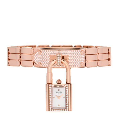 18K Rose Diamond Pave 16mm Kelly Quartz Watch