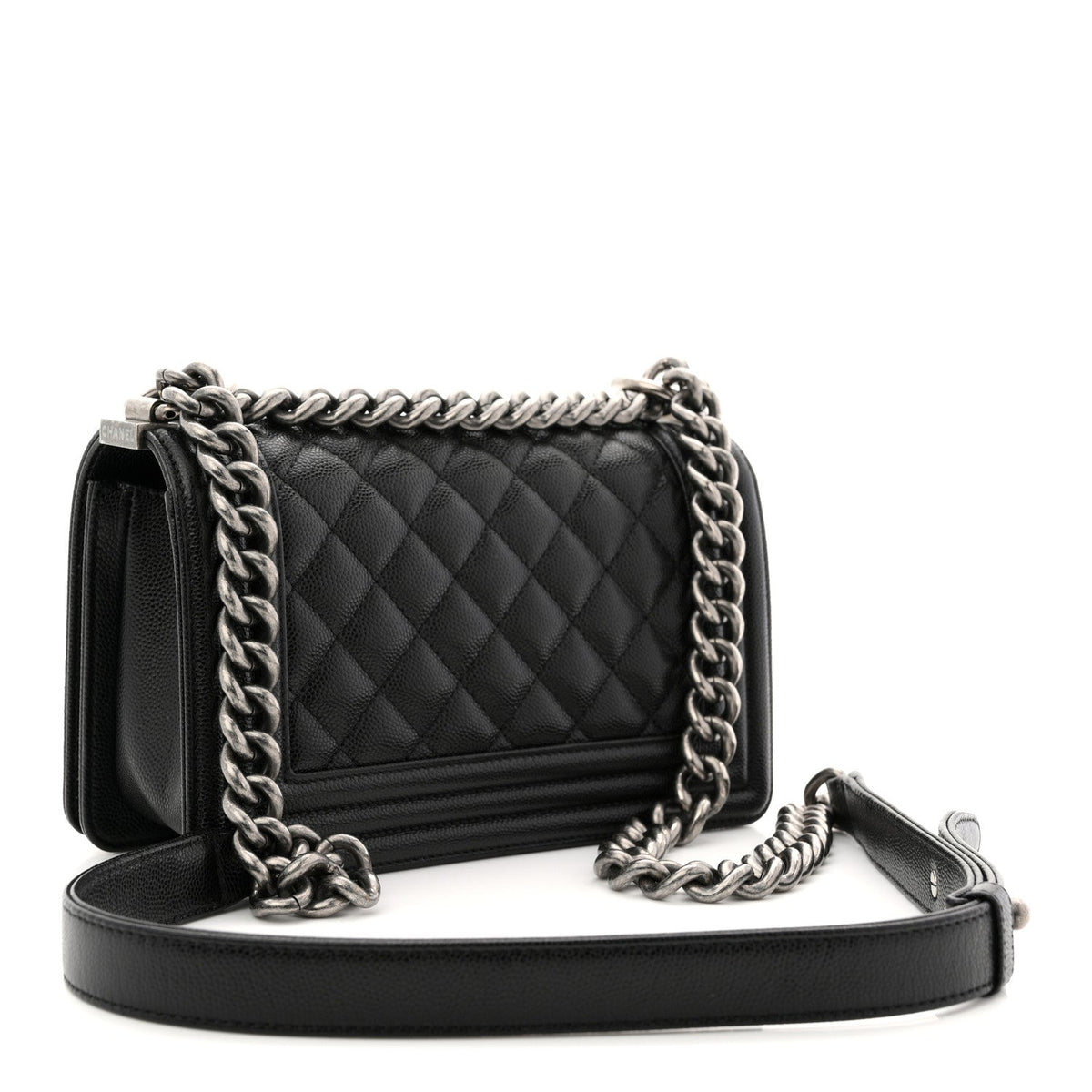 Caviar Quilted Small Boy Flap Black