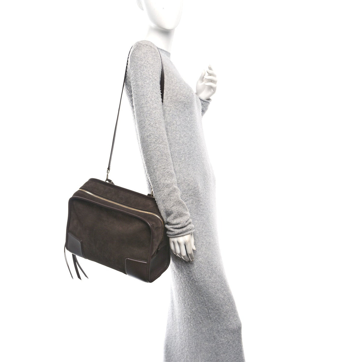 Suede Calfskin Large Amazona 180 Dark Chestnut