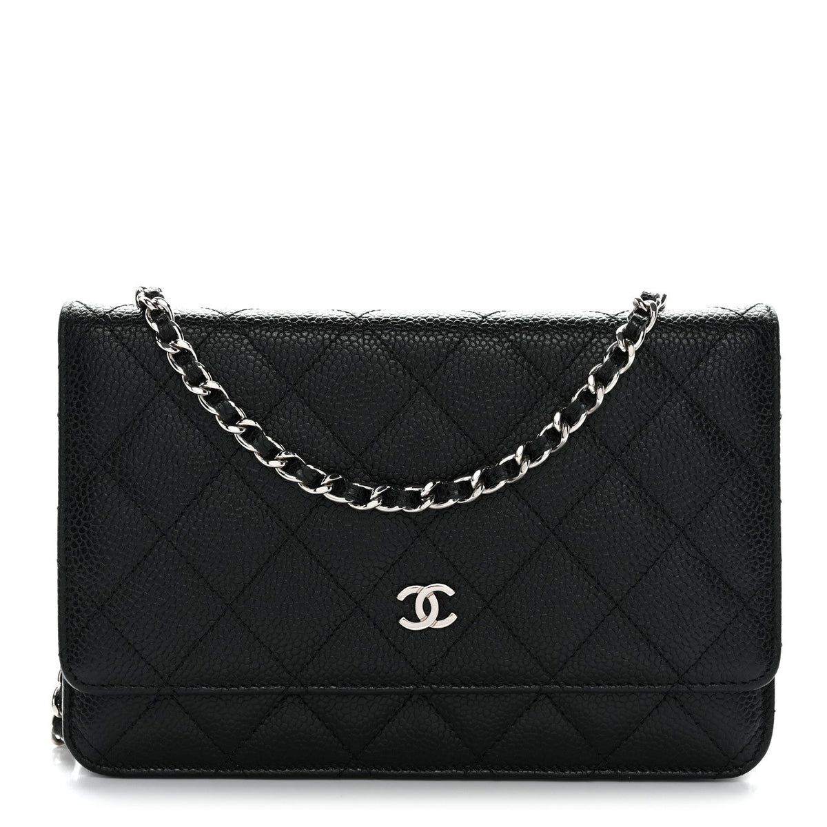 Caviar Quilted Wallet on Chain WOC Black