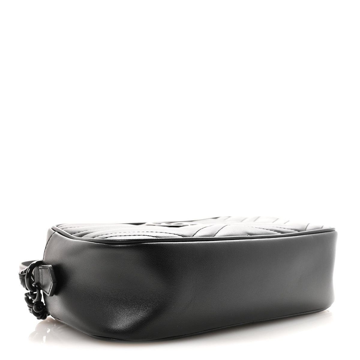 Calfskin Matelasse Monochrome Small GG Marmont Chain Shoulder Bag Black