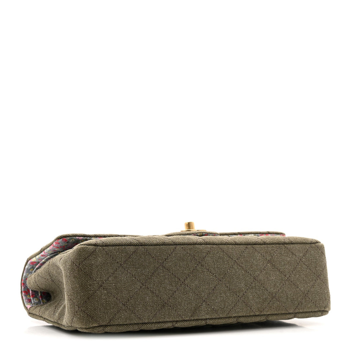 Canvas Quilted Coco Cuba Charms Medium Double Flap Khaki