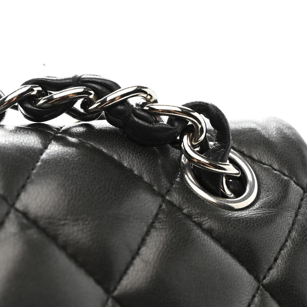 Lambskin Quilted Jumbo Double Flap Black