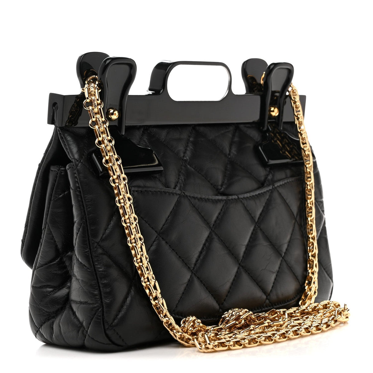 Aged Calfskin Quilted 2.55 Reissue Mini Hanger Flap Black