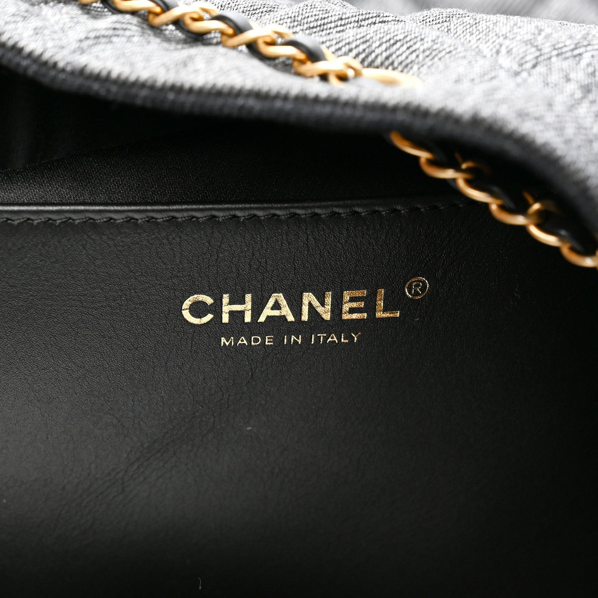 Washed Denim Quilted Large Chanel 25 Handbag Black