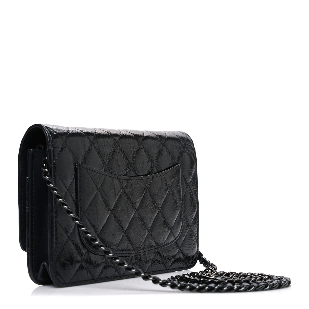 Glazed Aged Calfskin Reissue Wallet On Chain WOC So Black
