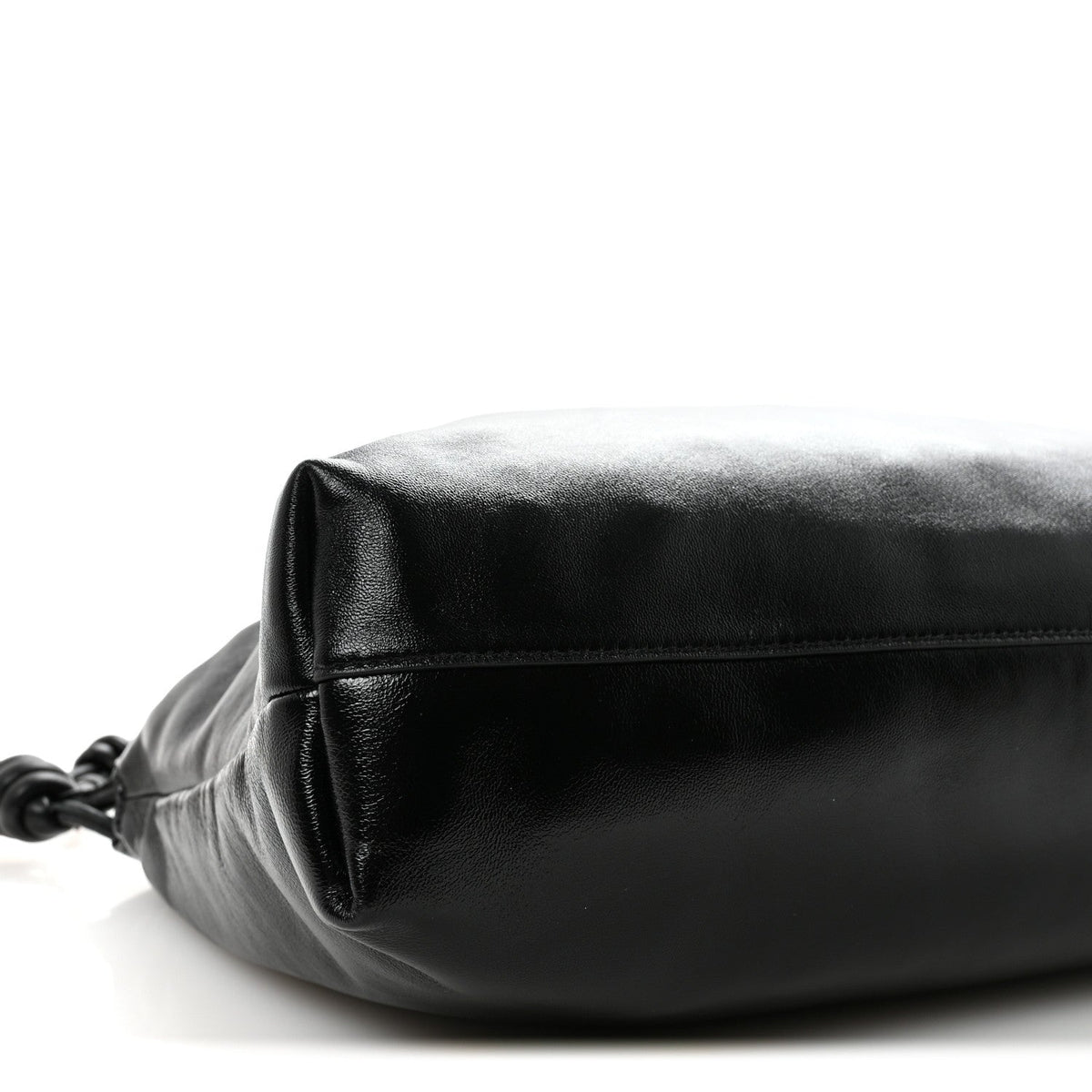 Patent Lambskin Donut Chain Large Flamenco Knot Clutch Black