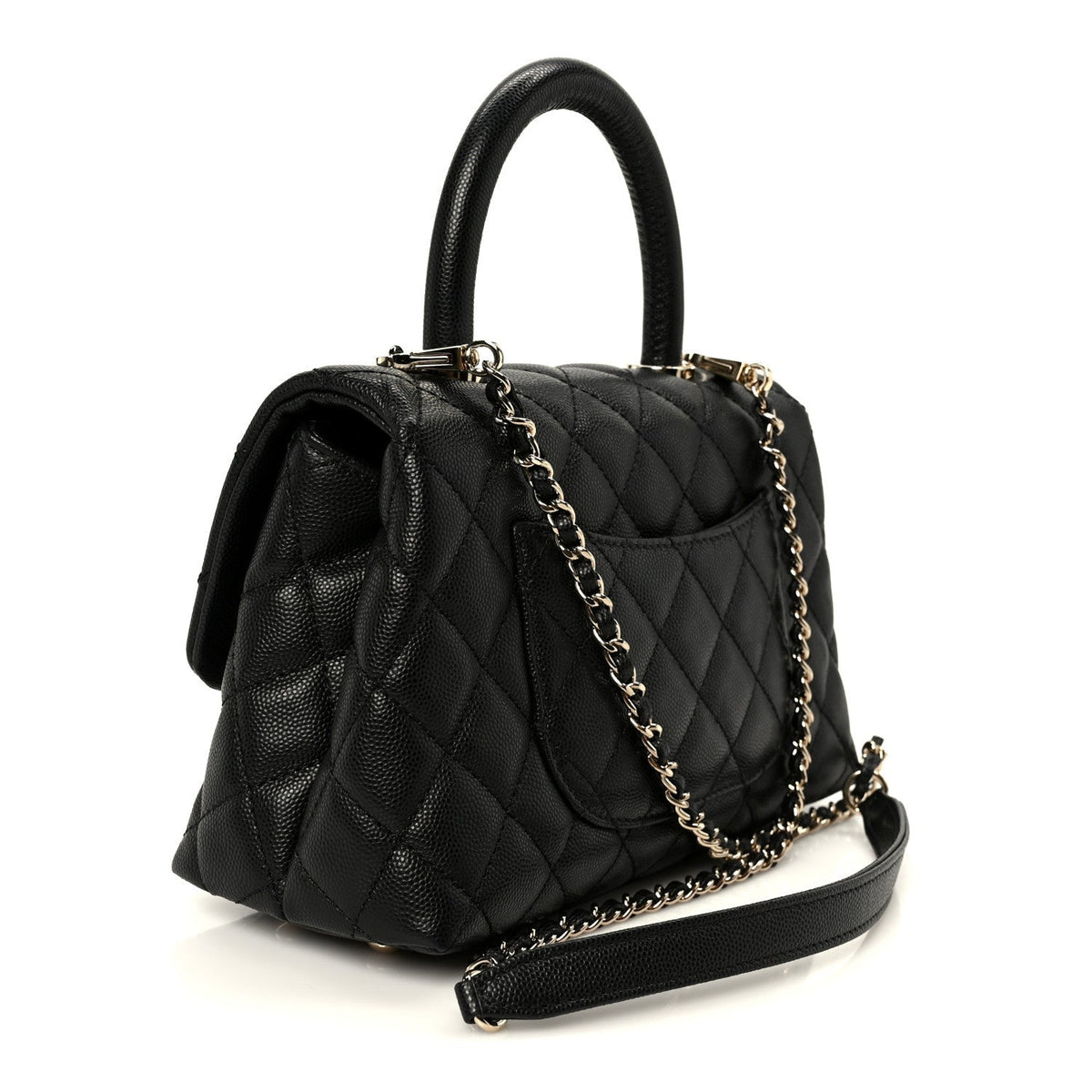 Caviar Quilted Mini Coco Handle Flap Black