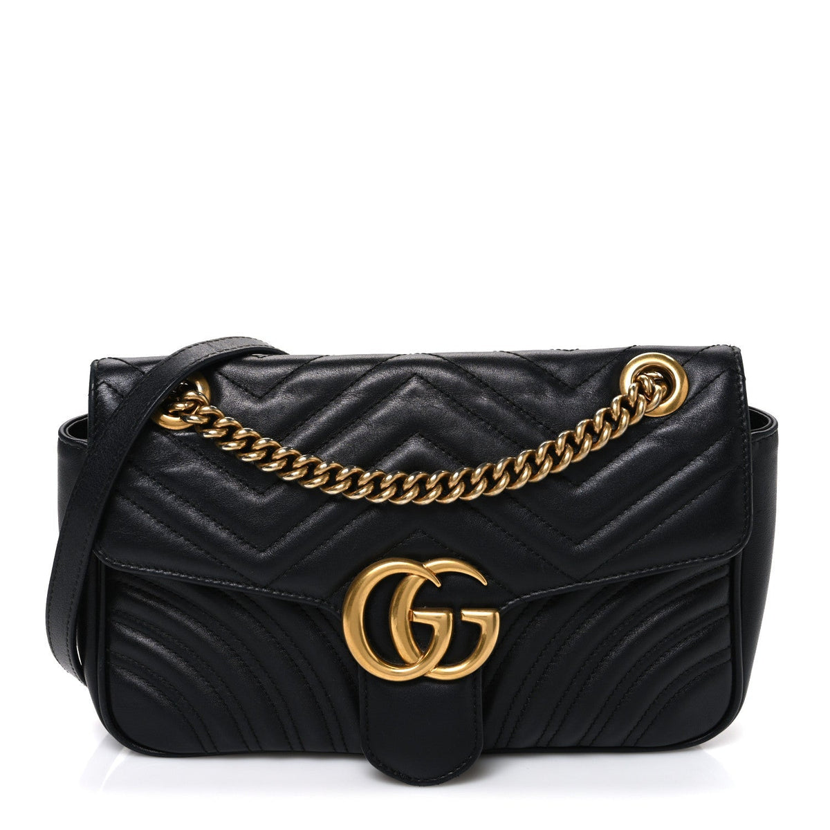 Calfskin Matelasse Small GG Marmont Shoulder Bag Black