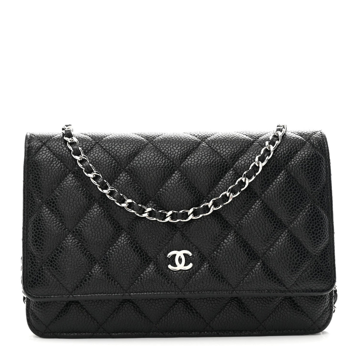 Caviar Quilted Wallet on Chain WOC Black