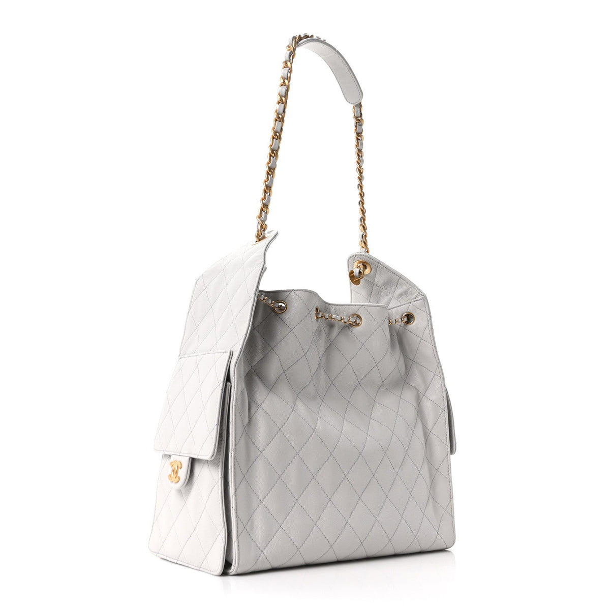 Caviar Quilted Medium Chanel 25 Handbag Light Gray