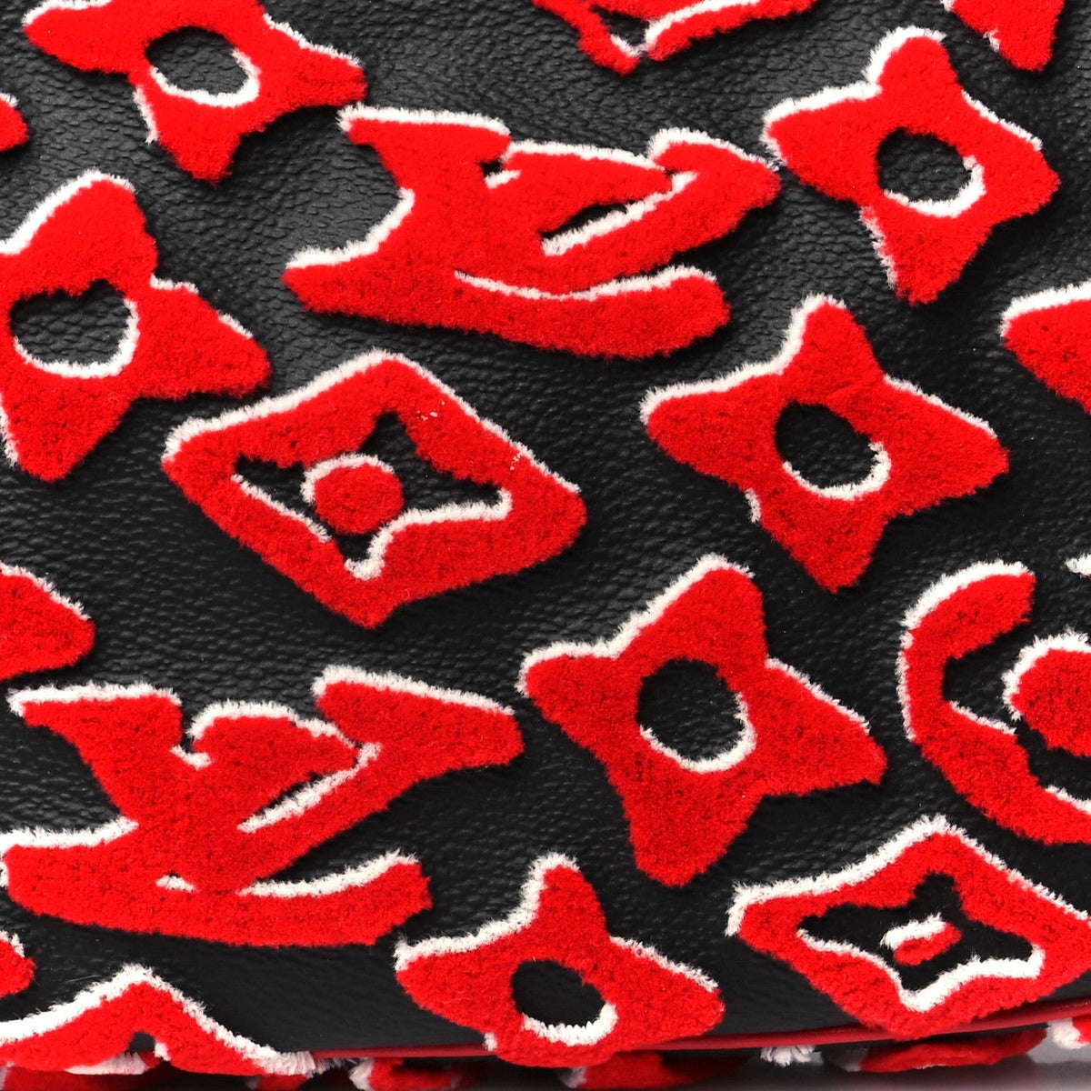 X UF Tufted Monogram Pochette Accessories Black Red