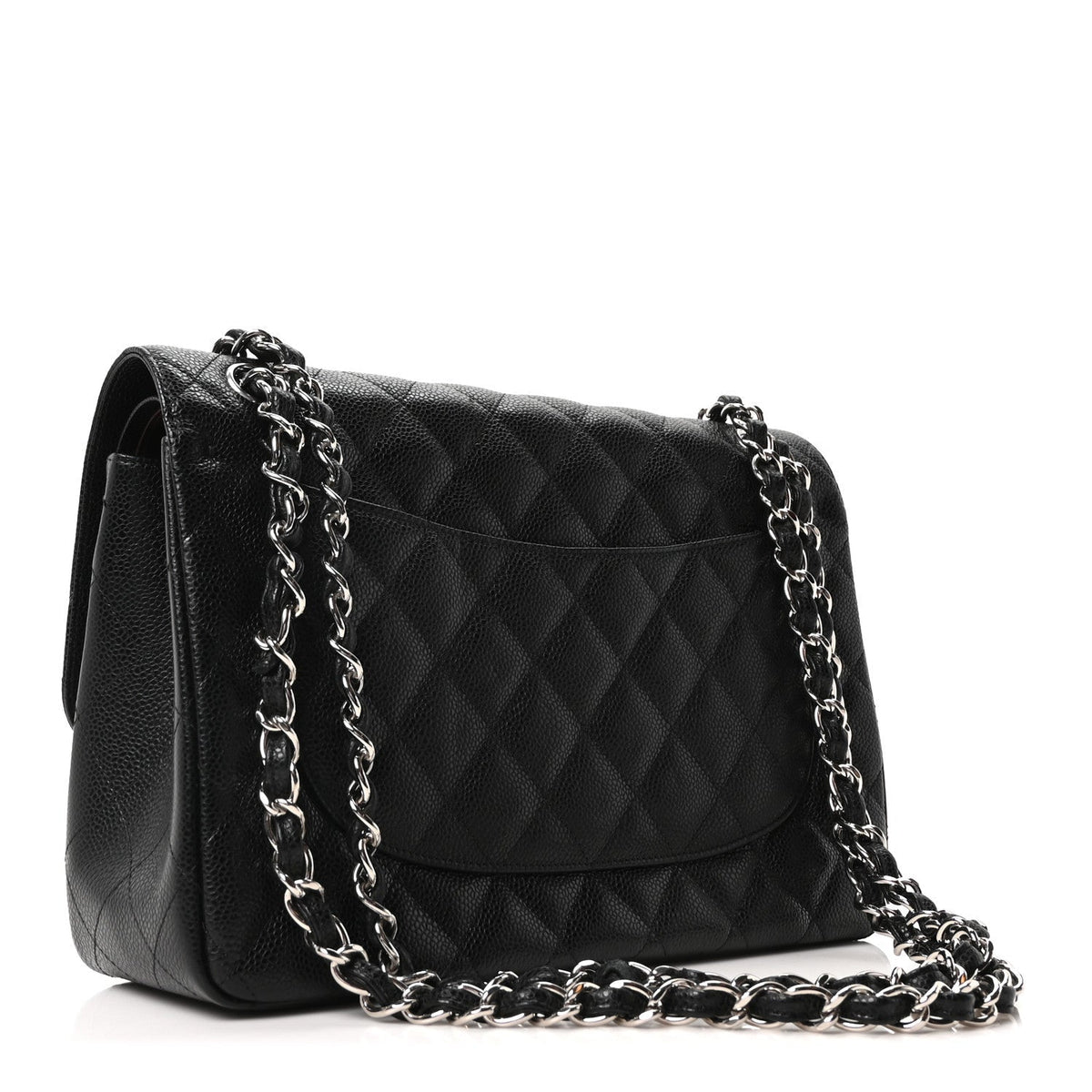 Caviar Quilted Jumbo Double Flap Black