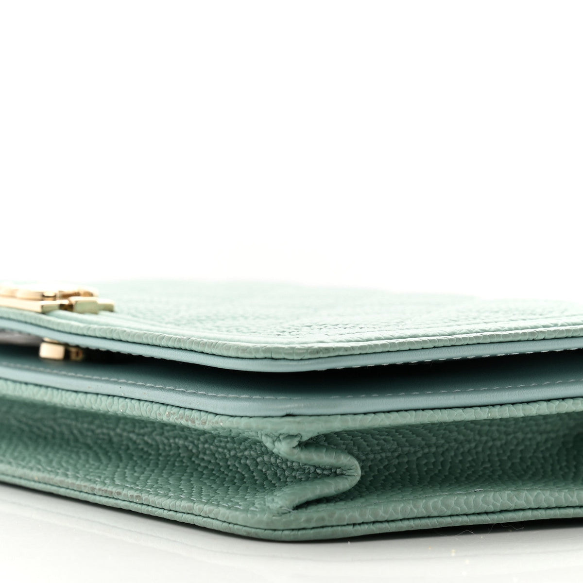 Caviar Quilted Boy Wallet On Chain WOC Light Blue