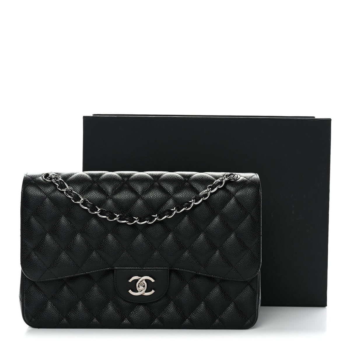 Caviar Quilted Jumbo Double Flap Black