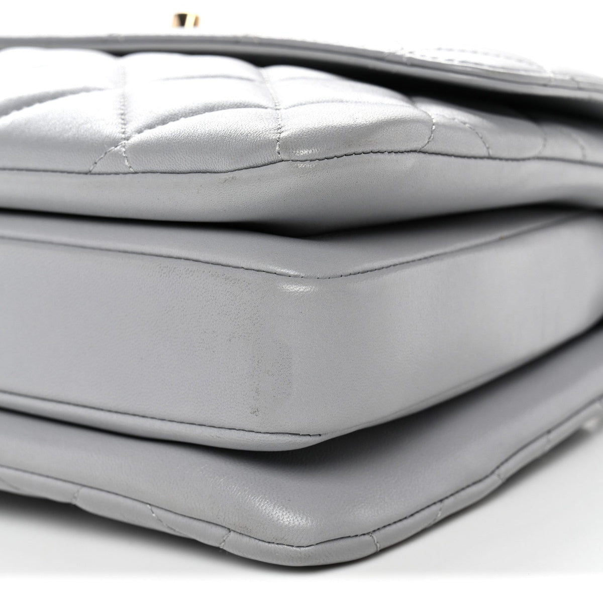 Lambskin Quilted Small Trendy CC Flap Dual Handle Bag Grey