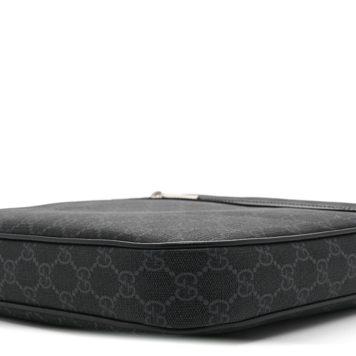 GG Supreme Monogram Web Small Flat Messenger Bag Black Grey