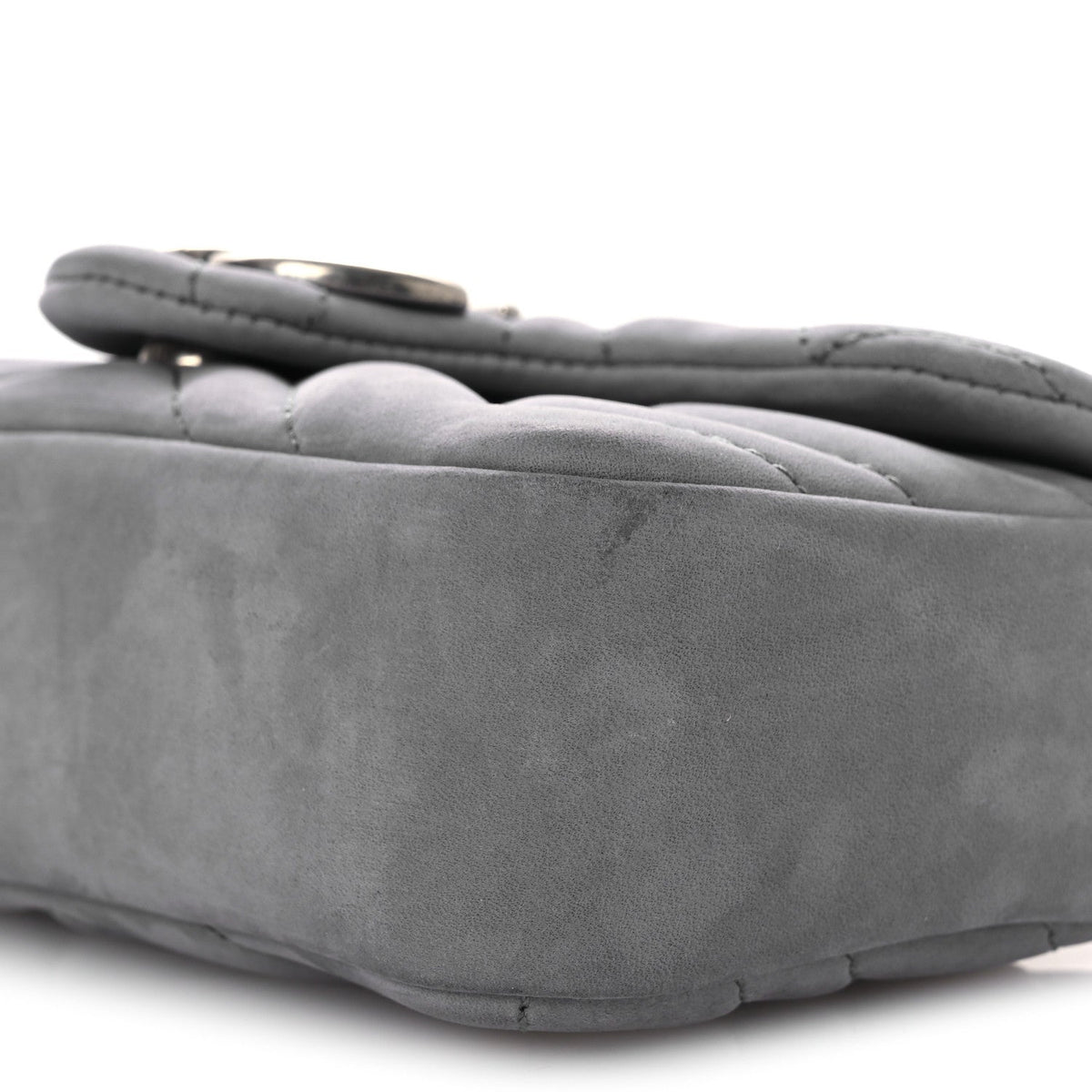 Nubuck Matelasse Mini GG Marmont Shoulder Bag Grey
