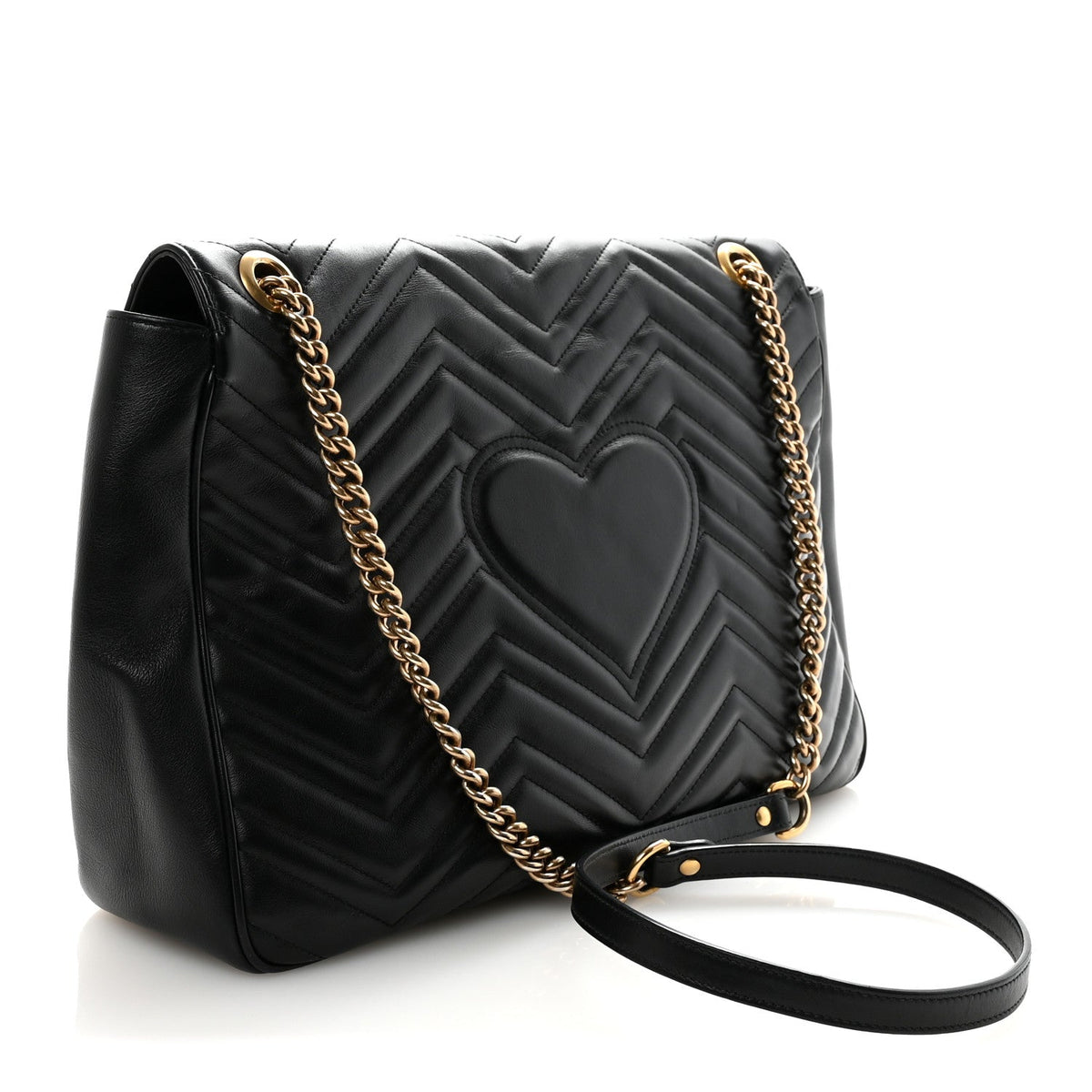 Calfskin Matelasse Large GG Marmont Shoulder Bag Black