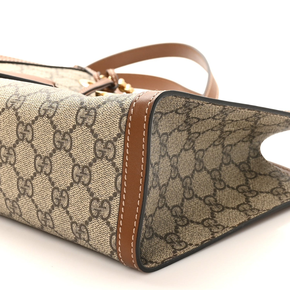 GG Supreme Monogram Calfskin Small Padlock Tote Beige Ebony Tuscany