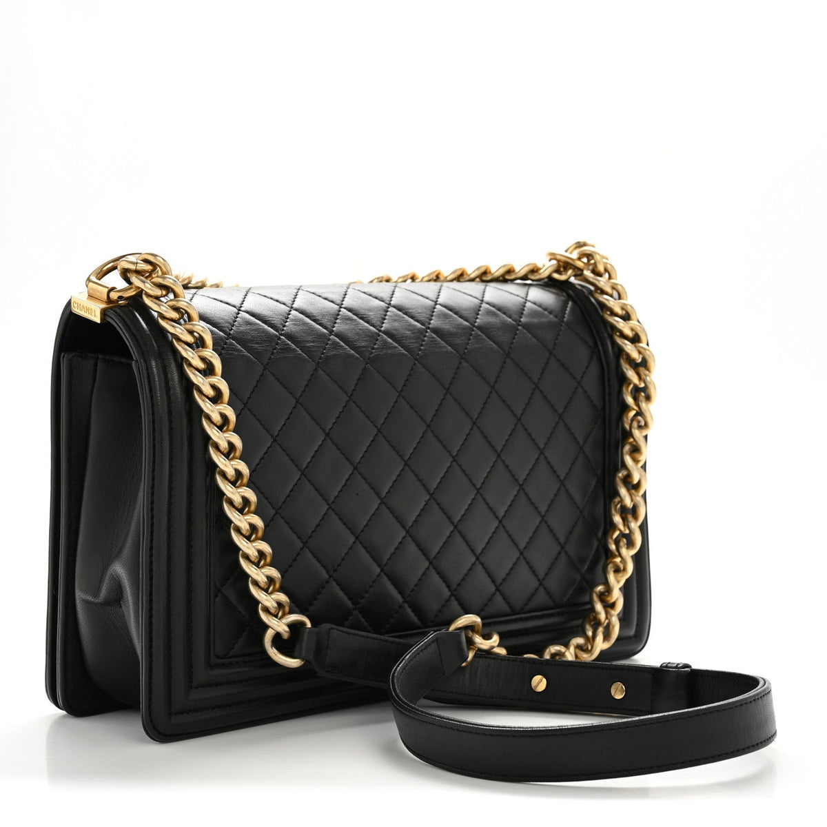 Lambskin Quilted New Medium Boy Flap Black