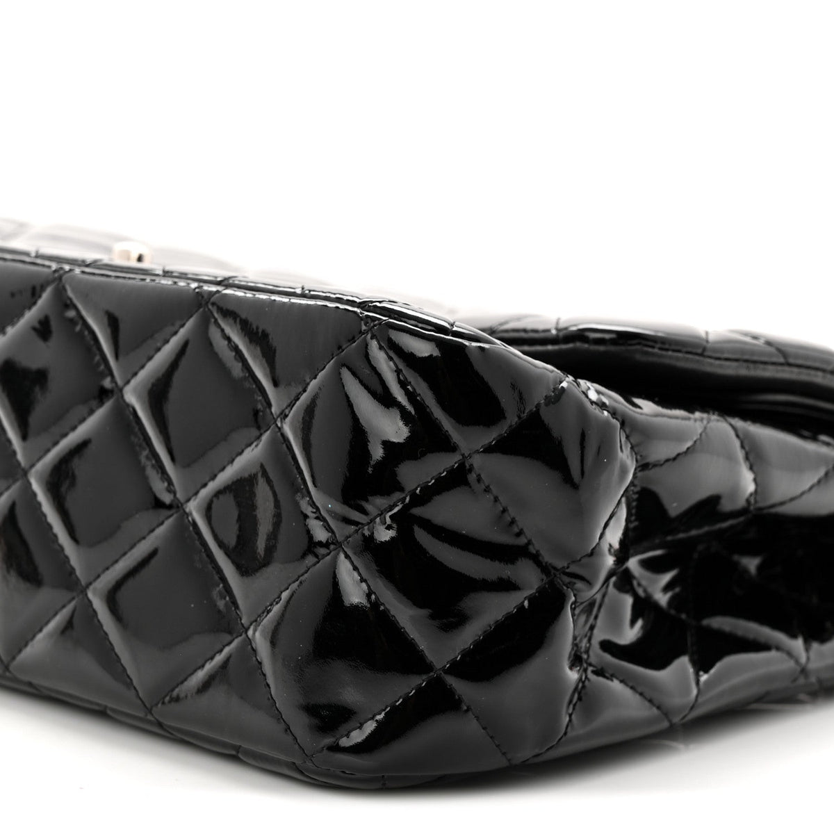Patent Quilted Jumbo Double Flap Black