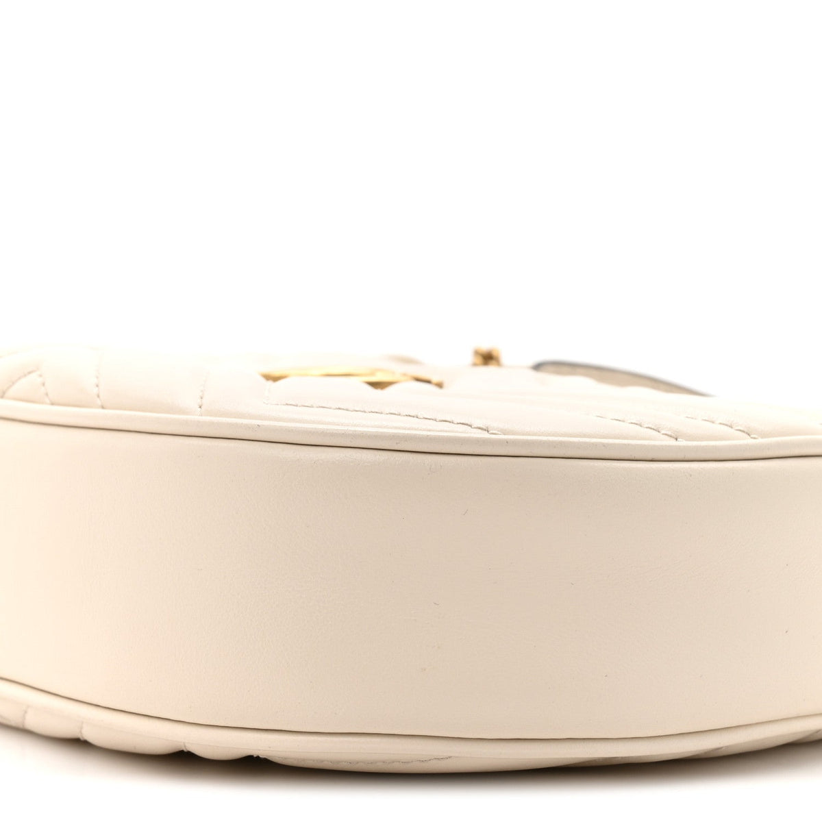 Calfskin Matelasse Chevron Mini GG Marmont Half Moon Hobo Mystic White