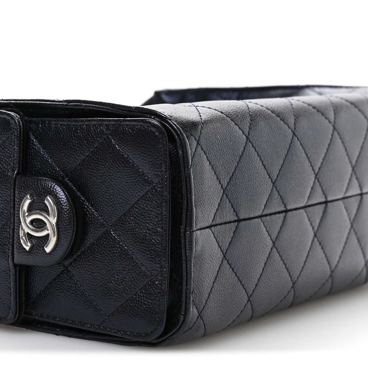 Metallic Caviar Quilted Mini Chanel 25 Handbag Dark Blue