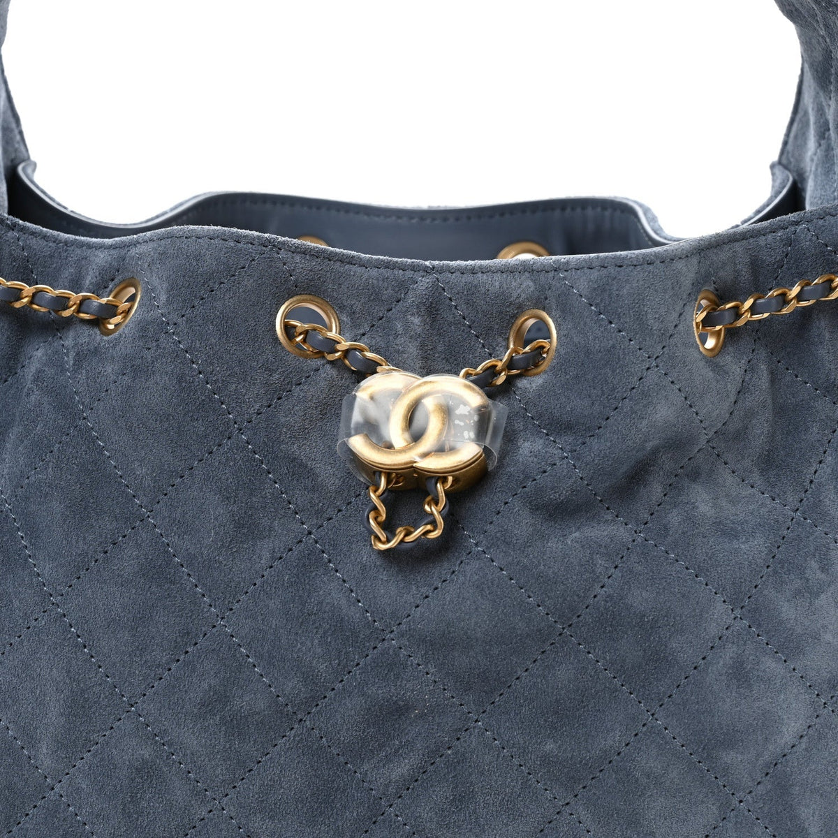 Suede Quilted Small Chanel 25 Handbag Blue