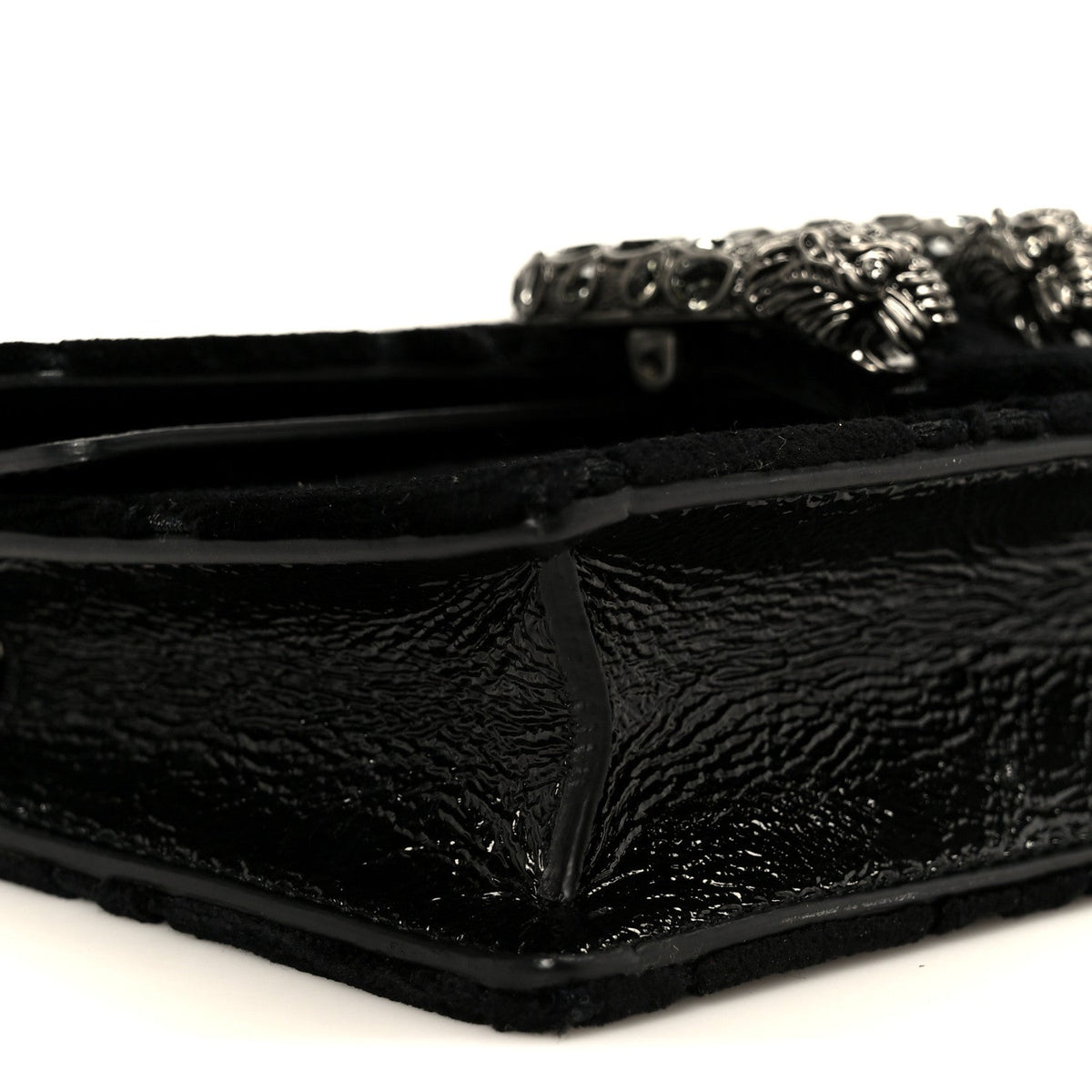 Velvet Skipper Crystal GG Monogram Super Mini Dionysus Shoulder Bag Black