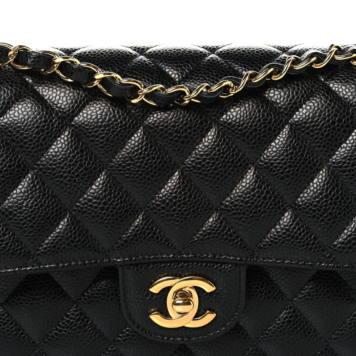 Caviar Quilted Medium Double Flap Black