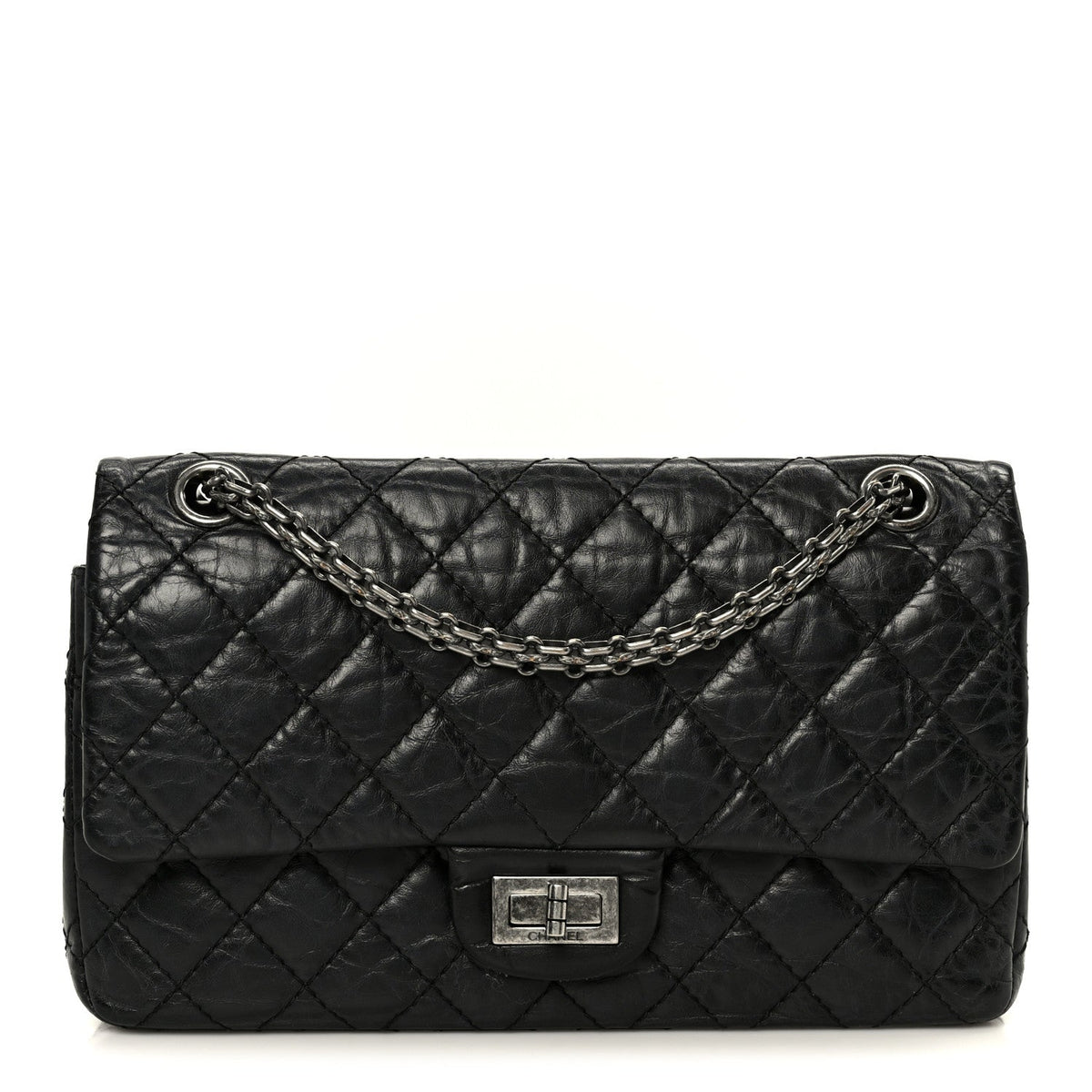 Aged Calfskin Quilted 2.55 Reissue 225 Flap Black